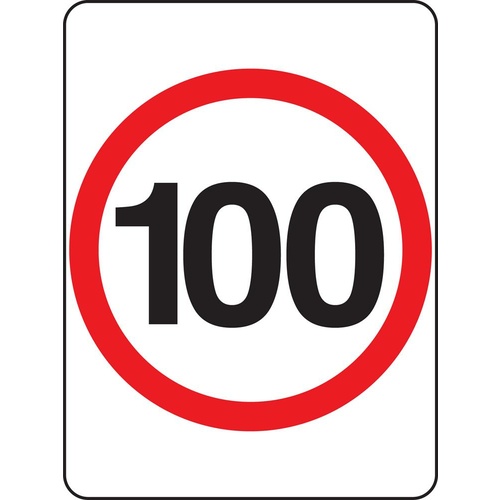 R4-1A_100 Speed Limit Sign 100KPH- Class 1 Reflective - 600mm x 800mm