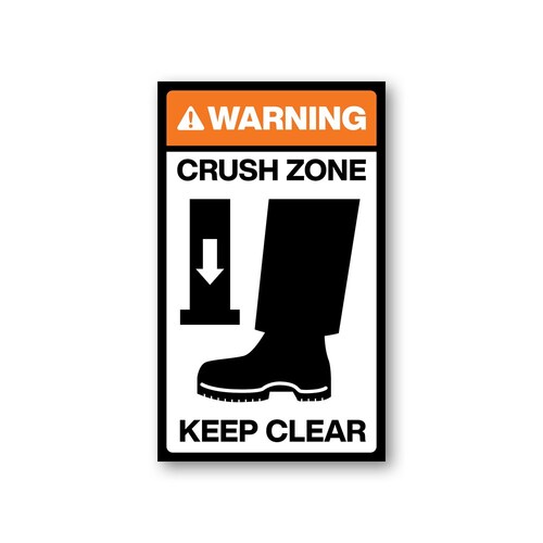 Crush Zone Keep Clear Stickers - Pack of 10