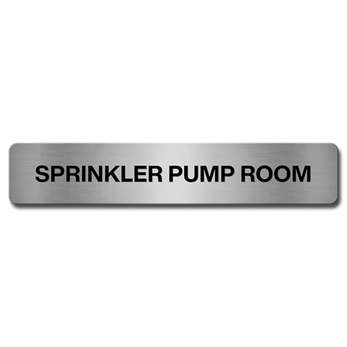 Brushed Aluminium Sprinkler Pump Room Door Sign