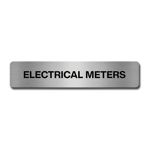 Brushed Aluminium Electrical Meters Door Sign