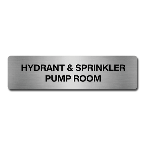 Brushed Aluminium Hydrant & Sprinkler Pump Room Door Sign