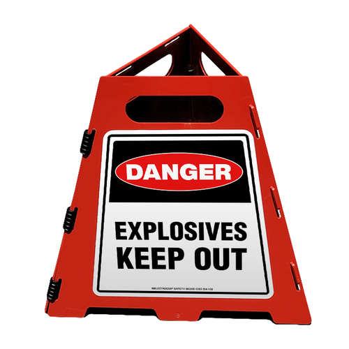 Collapsible Pyramid Sign - Danger Explosives Keep Out