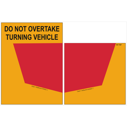 Rear Marker Plates S/A Do Not Overtake Turning Vehicle Sign