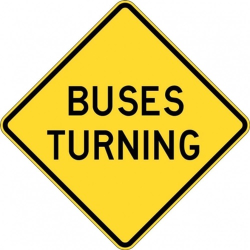 W5-232A Buses Turning Sign- Class 1 Reflective - 600mm x 600mm