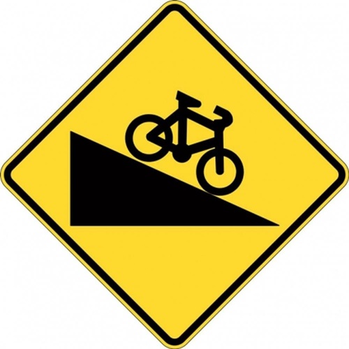 W6-210A Steep Descent For Bicycles Sign- Class 1 Reflective  - 600mm x 600mm
