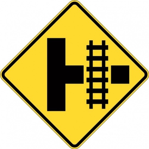 W7-12A Train Crossing At T-Intersection Sign- Class 1 Reflective - 600mm x 600mm