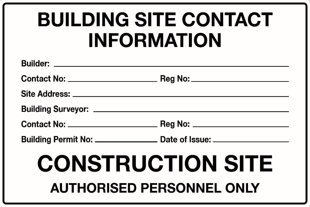 Construction Site Sign - Contact Information - Industroquip