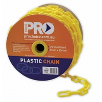 Plastic Yellow Safety Chain - 8mm - 25 Metre Roll