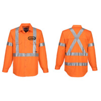 Embroidered Long Sleeve Rail Work Shirt with X Tape - Pack of 10