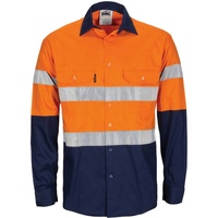 Hi-Vis R/W Cool-Breeze T2 Vertical Vented Cotton Shirt with Gusset Sleeves, Reflective - Long Sleeve