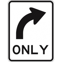 R2-14AR Right Turn Only- Class 1 Reflective  - 600mm x 800mm