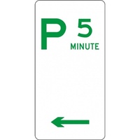 R5-13_Left Left Arrow 5 minute Parking sign- Class 1 Reflective - 225mm x 450mm