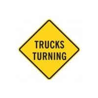 Warning Sign - Trucks Turning - 750 x 750mm