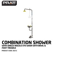 Combination Shower With Single Nozzle Eye Wash With Bowl & Foot Treadle