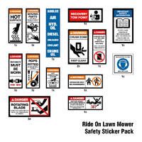 Ride On Lawn Mower Safety Sticker Pack