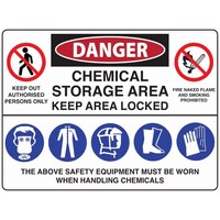 Danger Multi Sign - Chemical Storage Area