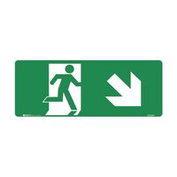 Luminous Exit Sign Man Running Arrow Bottom Left