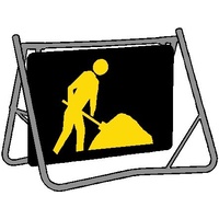 Swing Stand & Sign - Worker Symbol (Nightwork) - 1200 x 900mm