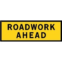 Boxed Edge Road Sign - Roadwork Ahead - 1800 x 600mm