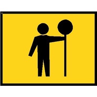 Boxed Edge Road Sign - Flagman Symbol - (Yellow)
