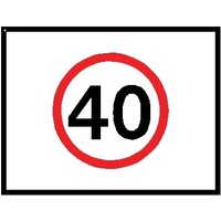 Boxed Edge Road Sign - Speed Sign 40KM/H (Landscape) - 1200 x 900mm