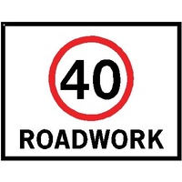 Boxed Edge Road Sign - 40KM/H Roadwork (Landscape) - 1200 x 900mm