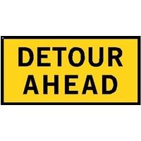 Boxed Edge Road Sign - Detour Ahead - 1200 x 600mm