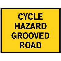 Boxed Edge Road Sign - Cycle Hazard Grooved Road - 1200 x 900mm