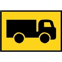 Boxed Edge Road Sign - Trucks Turning Symbol - 900 x 600mm