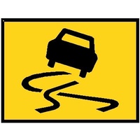 Boxed Edge Road Sign - Slippery Symbol - 1200 x 900mm