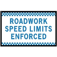 Boxed Edge Road Sign - Roadwork Speed Limit Enforced - 1800 x 900mm