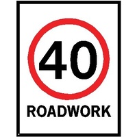 Boxed Edge Road Sign - 40km/h Roadwork (Portrait) - 1200 x 900mm