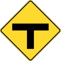 W2-3A T-Junction Sign- Class 1 Reflective - 600mm x 600mm