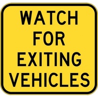 W5-244 Watch For Exiting Vehicles Sign- Class 1 Reflective - 600mm x 600mm