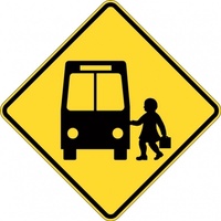 W6-204A School Bus Front View Sign- Class 1 Reflective  - 600mm x 600mm