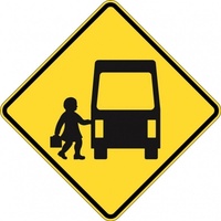 W6-209A School Bus Rear View Sign- Class 1 Reflective - 600mm x 600mm