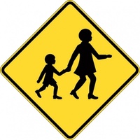 W6-3A Children Crossing Sign- Class 1 Reflective - 600mm x 600mm