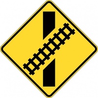 W7-9A_L Train Crossing Angle Left Sign- Class 1 Reflective - 600mm x 600mm