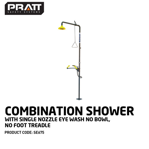 Combination Shower With Single Nozzle Eye Wash With Bowl. No Foot Treadle