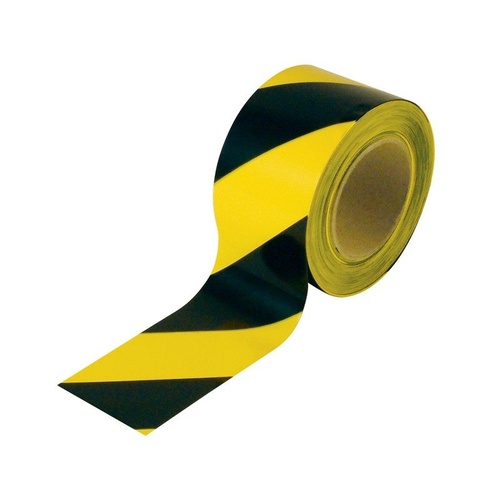 Black/Yellow Barrier Tape - 100M x 75mm