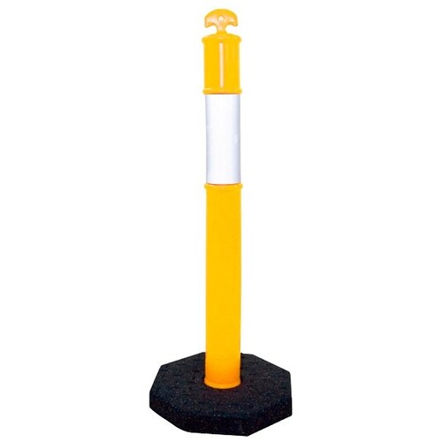 Yellow T-Top Safety Bollard with 6KG Base - Class 1 Reflective