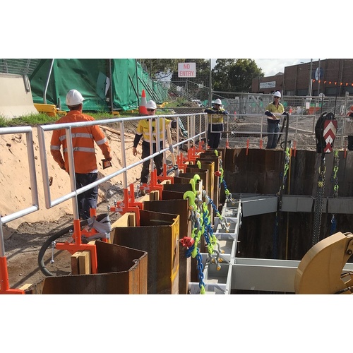 BTRENCHSAFE® Aluminium Adjustable Clamping Guardrail System for open trenches and excavations