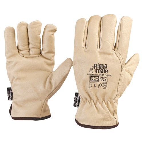 Winter Lined  Riggers Glove - Pig Grain Leather Large