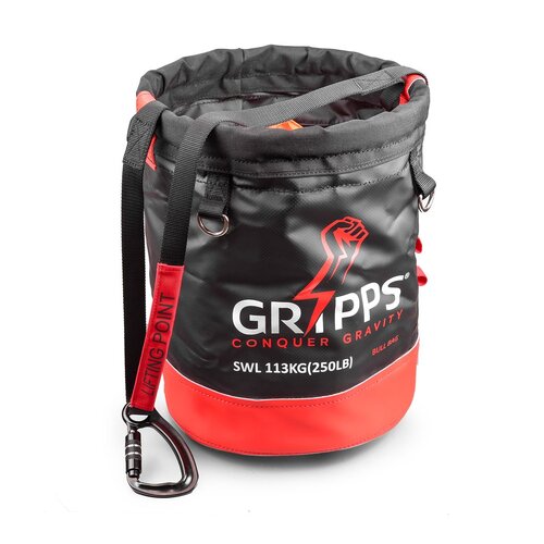 GRiPPS™ - Stop the Drops Lifting Bucket with 'Locking' Velcro Closure to ensure items will not be dropped and tool tethering, SWL 113KG