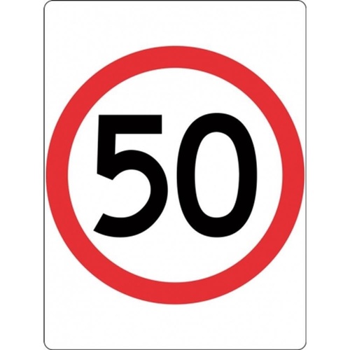 R4-1A_50 Speed Limit Sign 50KPH- Class 1 Reflective - 450mm x 600mm