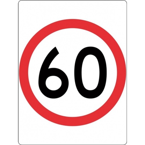 R4-1A_60 Speed Limit Sign 60KPH- Class 1 Reflective - 600mm x 800mm