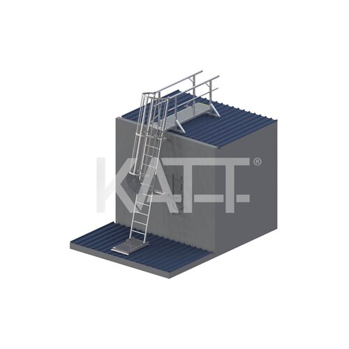 Angled Cage Ladder with 2.4m Adjustable Access Kit