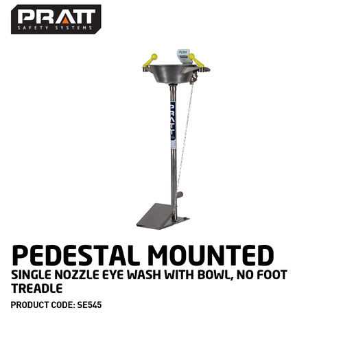 Pratt™ Pedestal Mounted Single Nozzle Eye Wash With Bowl. No Foot Treadle