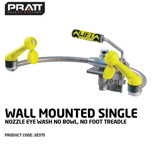 Pratt™ Wall Mounted Single Nozzle Eye Wash No Bowl. No Foot Treadle