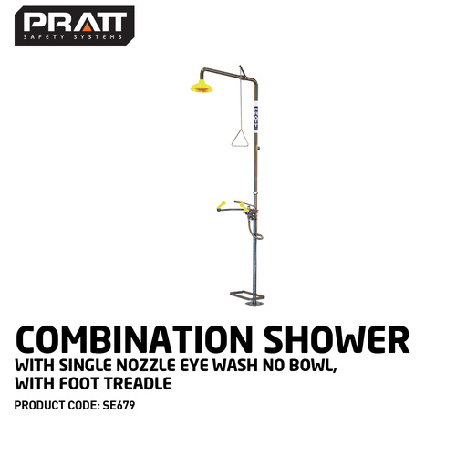 Combination Shower With Single Nozzle Eye Wash No Bowl. With Foot Treadle